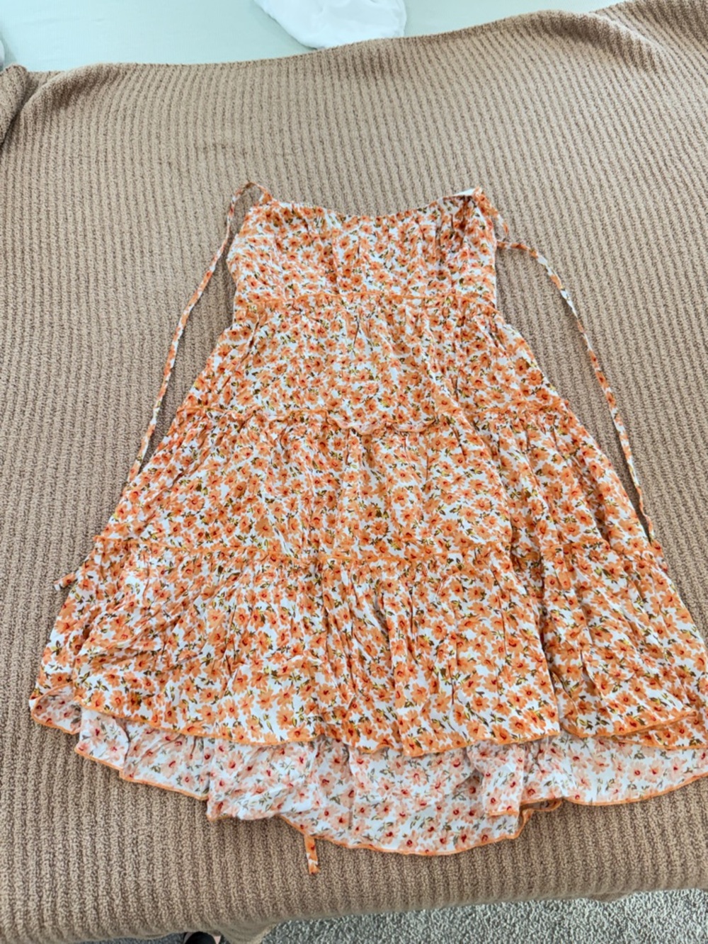 Pink Lily Orange Floral Smocked Sundress